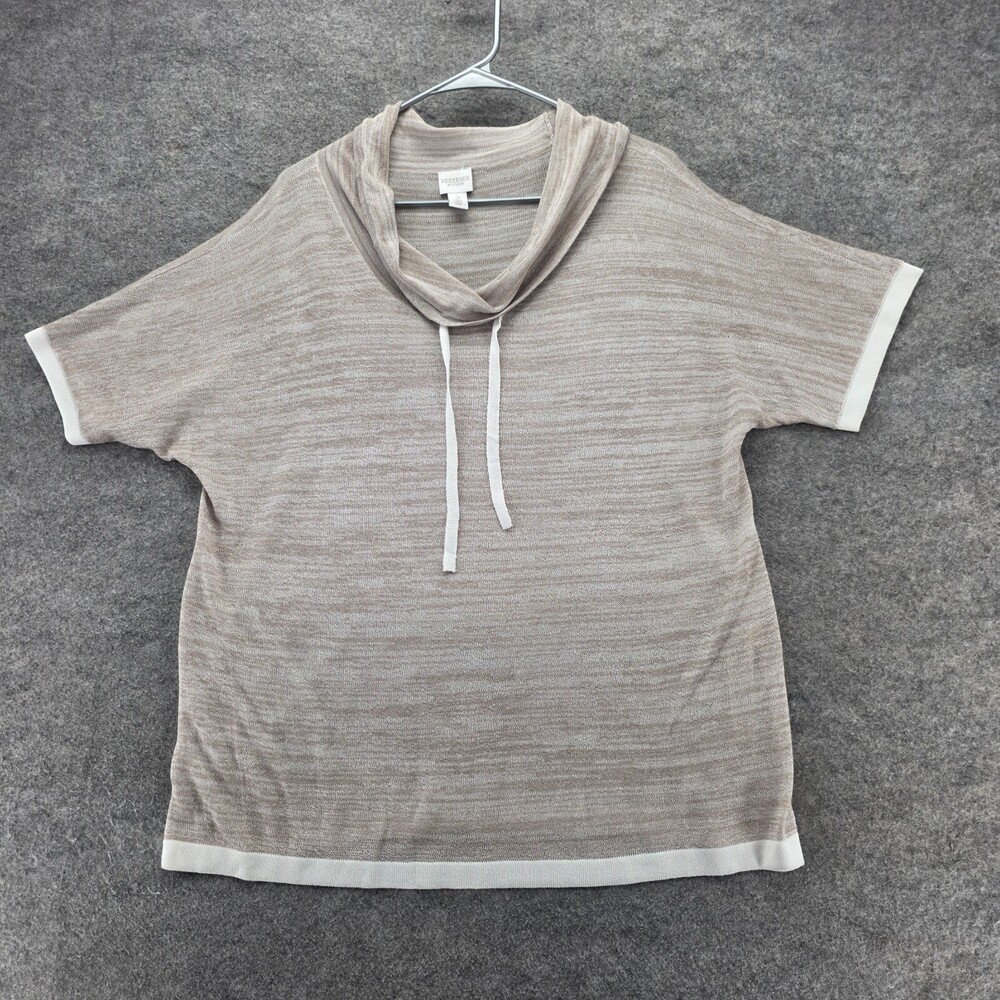 Chicos Weekends Shirt Womens 2 US Large Short Sleeve Brown